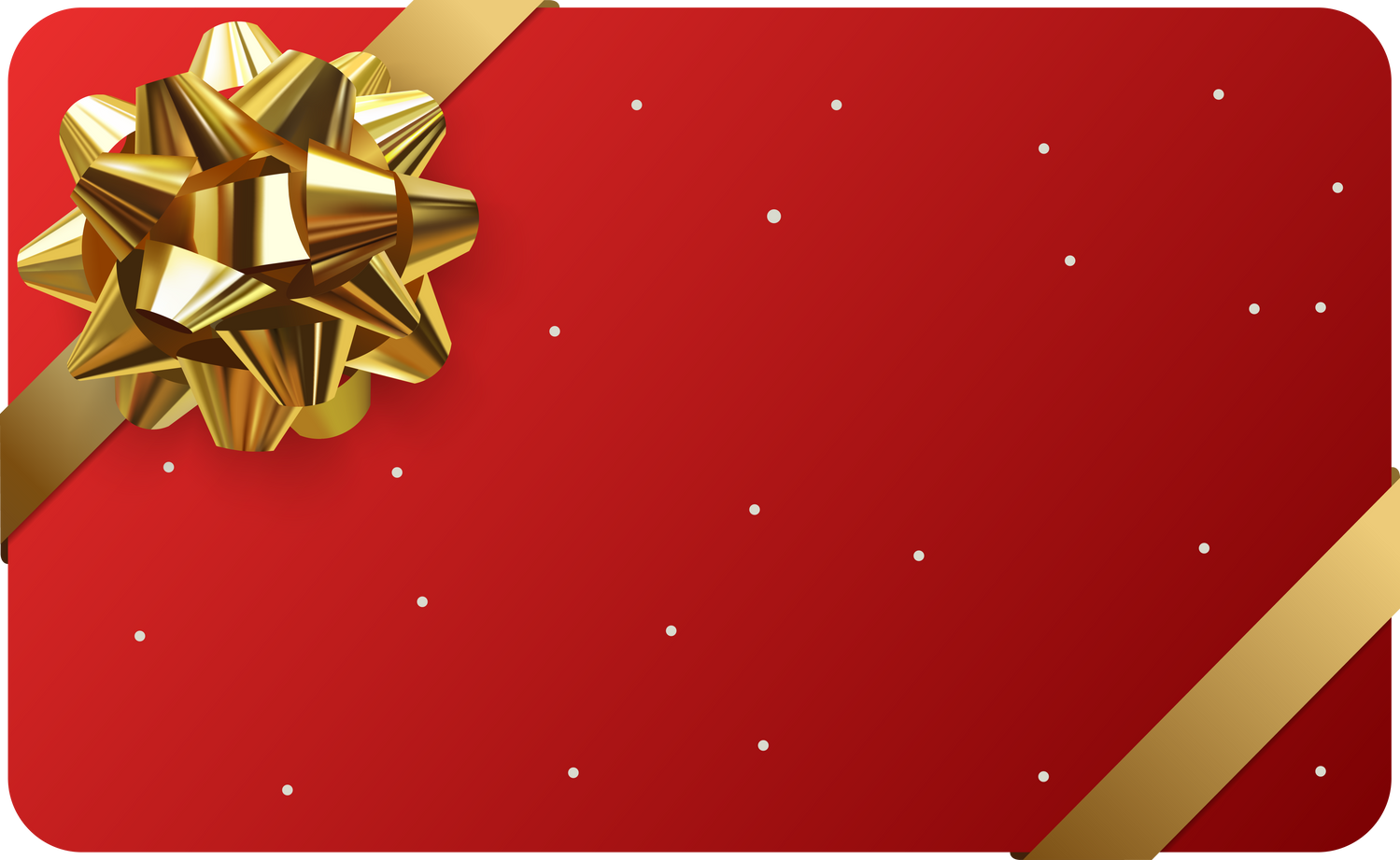 Red gift cards with golden bow and ribbon